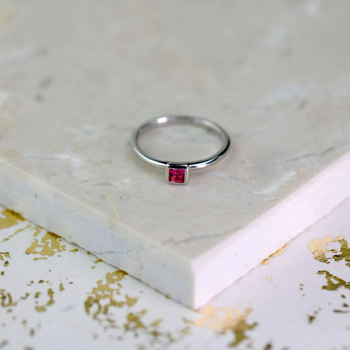 Square Tourmaline & Silver Ring