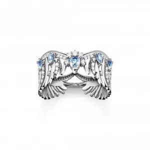 Sterling Silver Blue Stones Phoenix Wing Ring TR2411-644-1