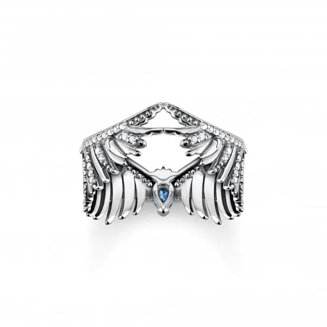 Sterling Silver Blue Stones Phoenix Wing Ring TR2411-644-1