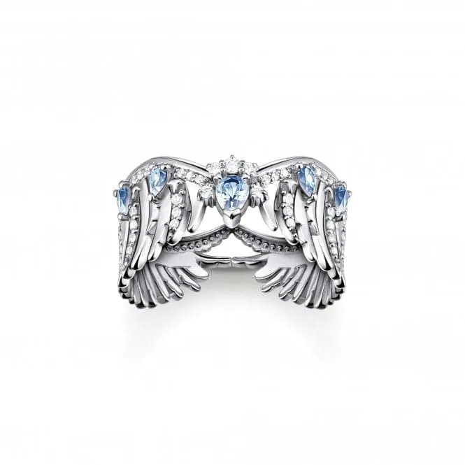 Sterling Silver Blue Stones Phoenix Wing Ring TR2411-644-1