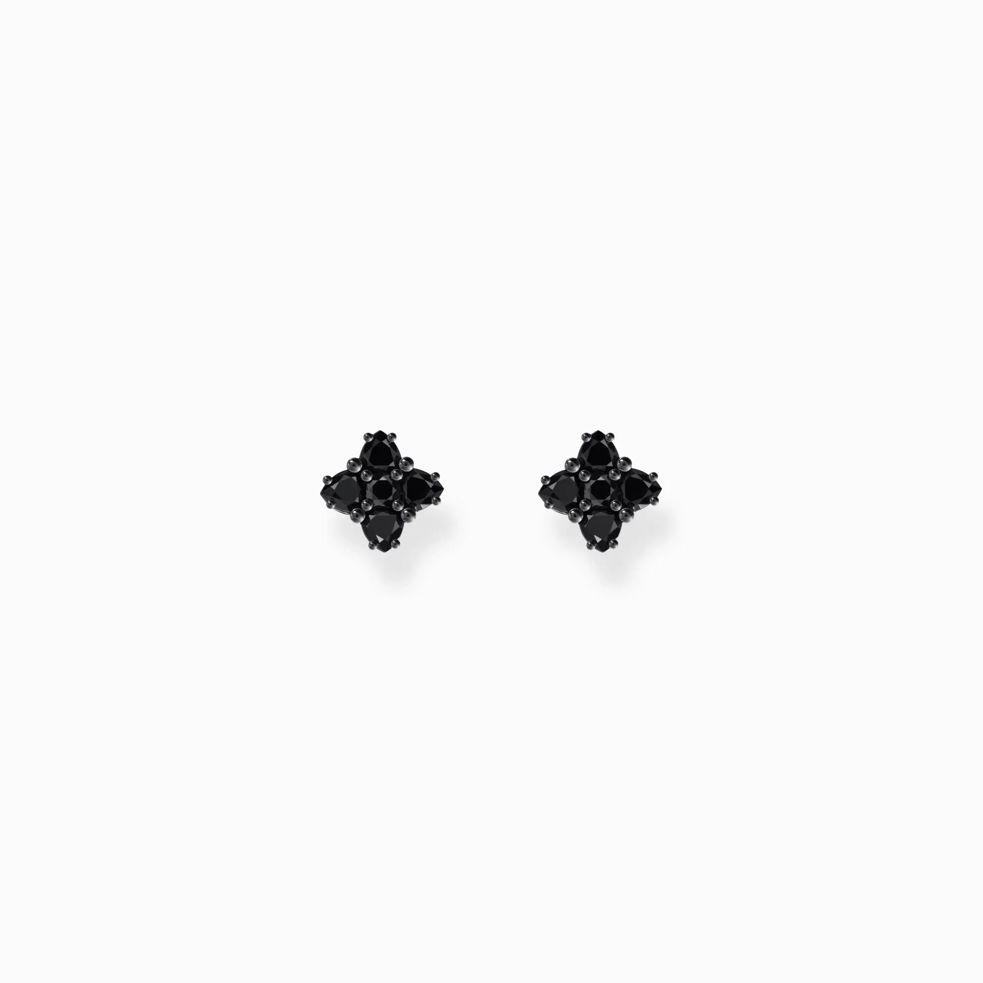 Sterling Silver Heritage Cross Black Zirconia Stud Earrings H2171-643-11