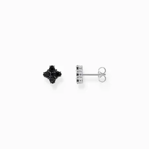 Sterling Silver Heritage Cross Black Zirconia Stud Earrings H2171-643-11