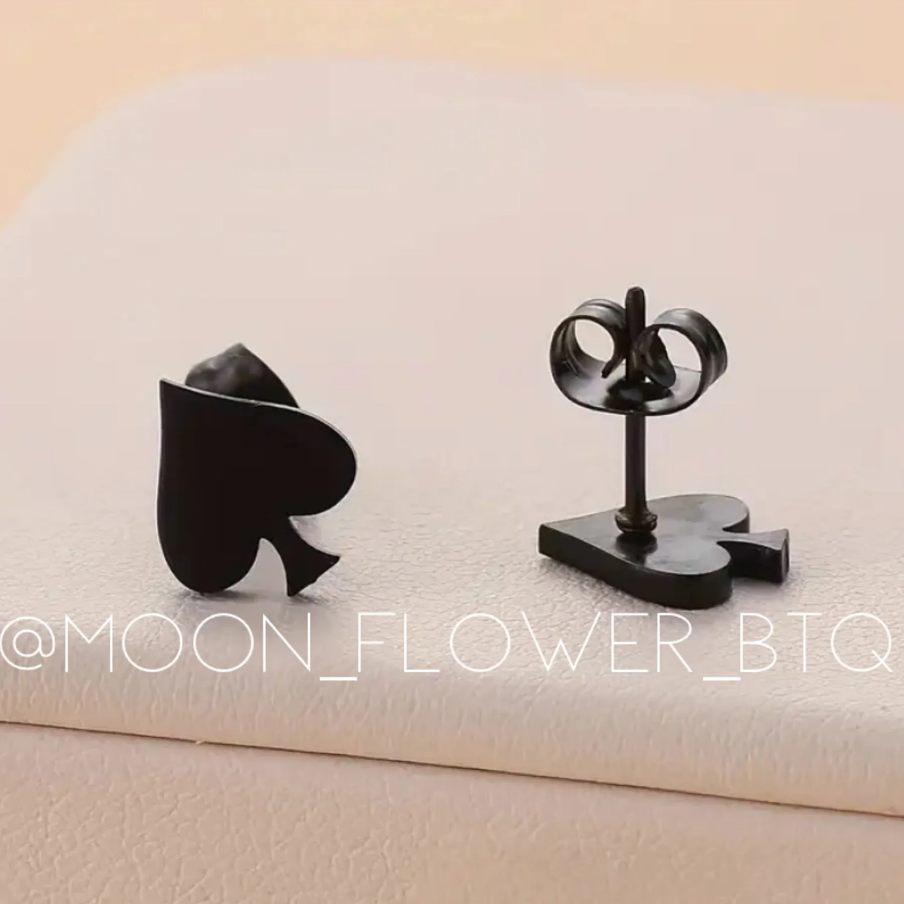 Tiny Black Spade Stud Earrings