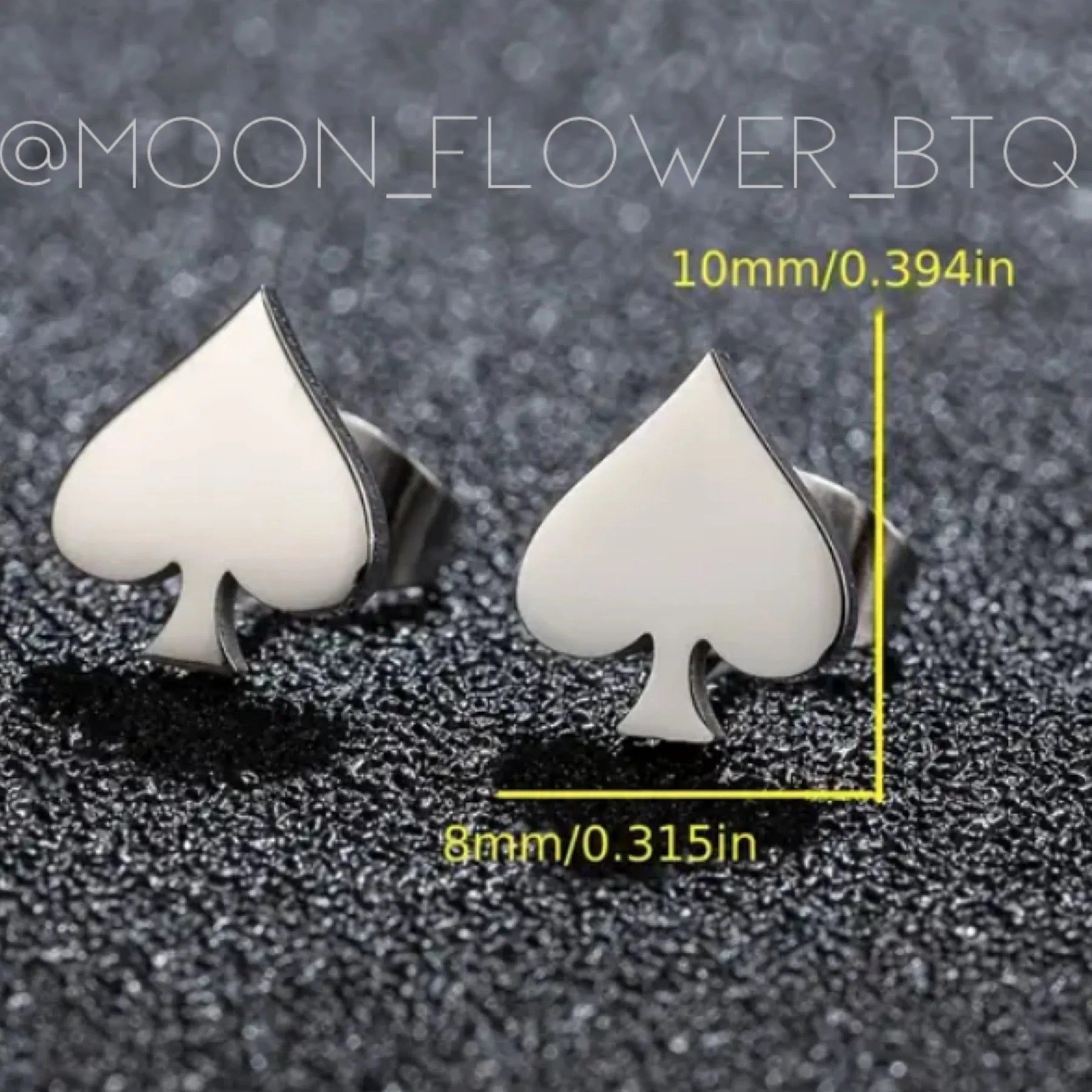 Tiny Black Spade Stud Earrings