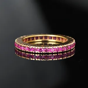 Vintage 14K Rose Gold Full Eternity Ruby Ring Band