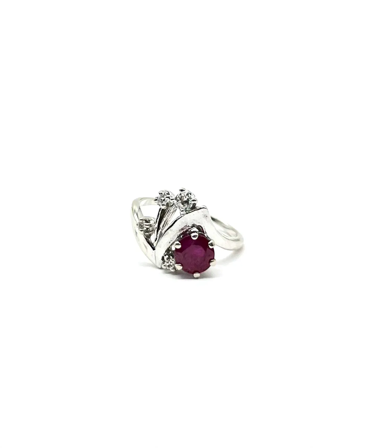 Vintage Ruby and Diamond Freeform Ring