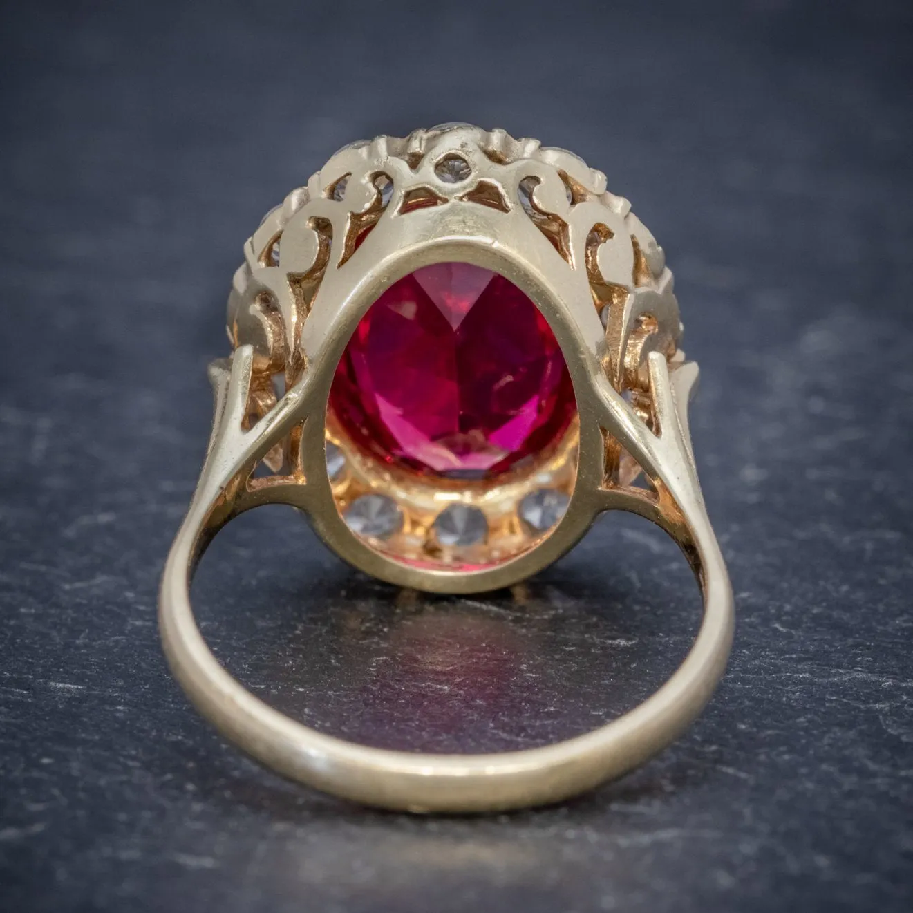 Vintage Ruby Cluster Ring 9Ct Gold 6.5Ct Ruby Dated 1971