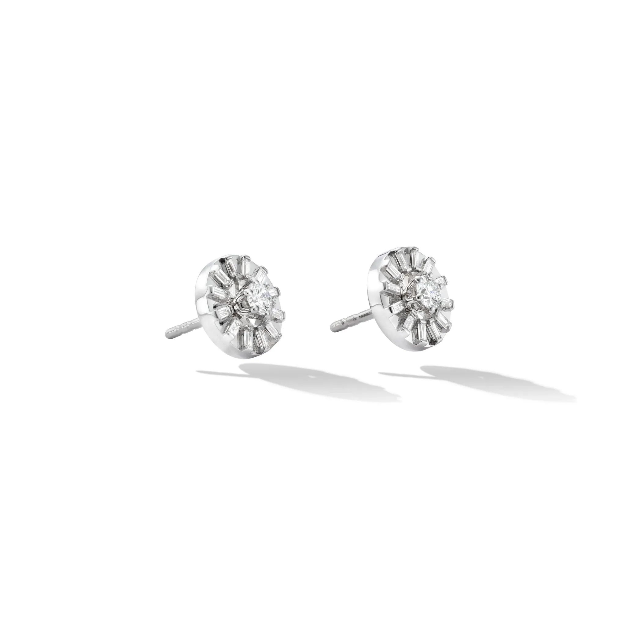 White Gold Sole Stud Earrings with White Diamonds