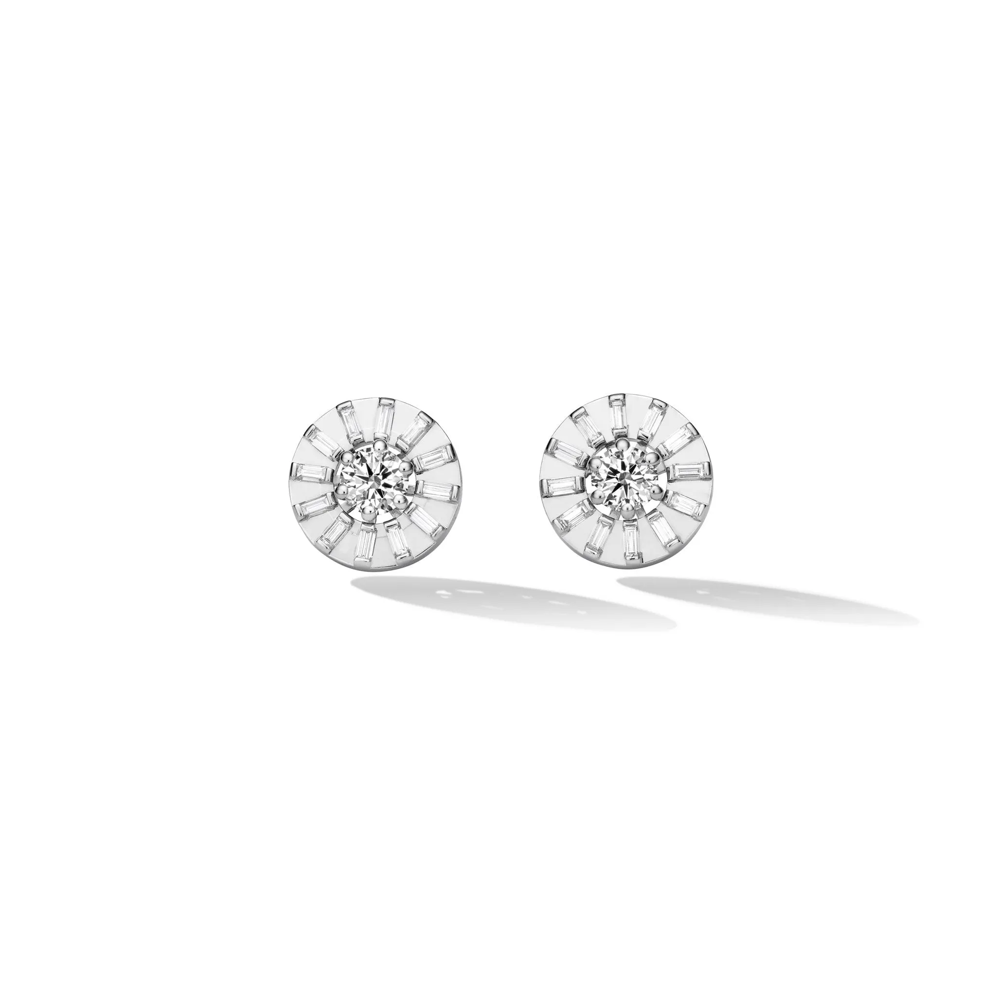 White Gold Sole Stud Earrings with White Diamonds