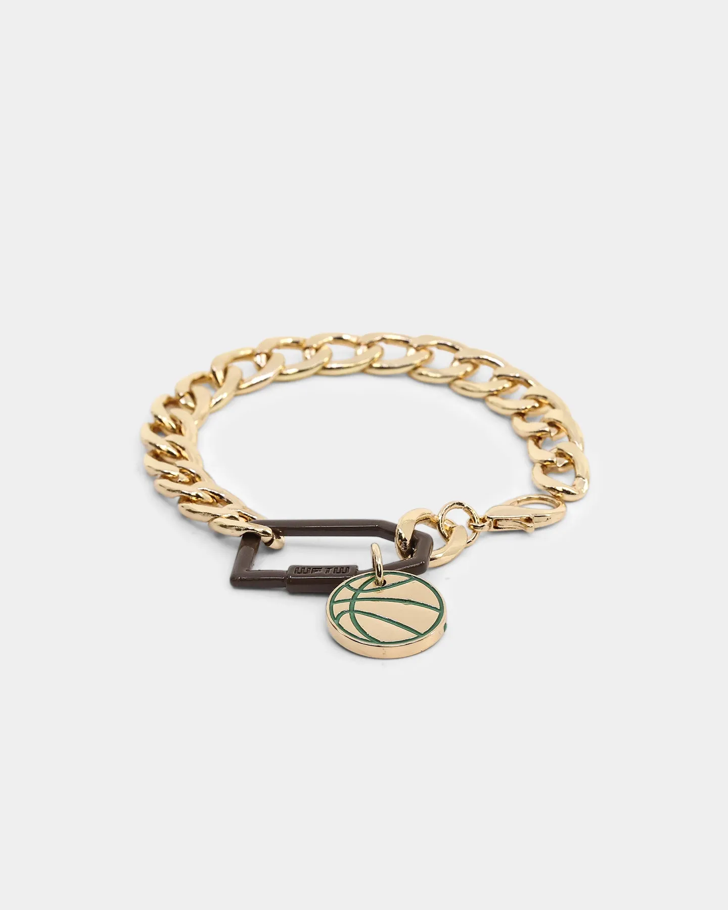 Wild for the Weekend Slam Dunk Basketball Bracelet Gold/Brown/Green