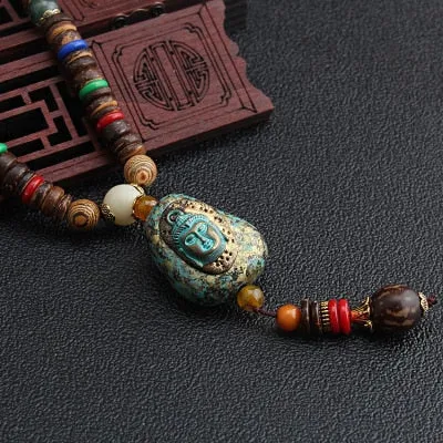 Wooden Mala Beads Necklace Colorful Beaded Mala Necklace Wooden Beads